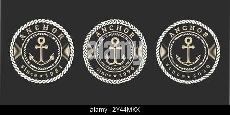 Vintage-Emblem mit Ankeretikett Stock Vektor