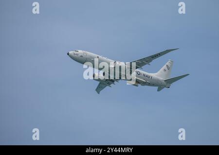 GOLD COAST, QUEENSLAND, AUSTRALIEN, 16. AUGUST 2024. Boeing P-8A Poseidon USA Navy Anti-U-Boot, Marine Patrouillenflugzeuge auf der Pacific Airshow. Stockfoto