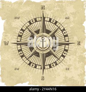 Vintage Seefahrtswindrose Stock Vektor