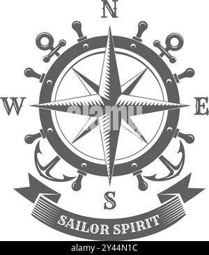 Vintage-Kompass-Windrose Stock Vektor
