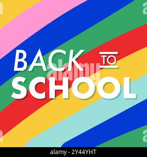 Zurück zur Schule farbenfroher Hintergrund. Vektorillustration, flache Ausführung Stock Vektor