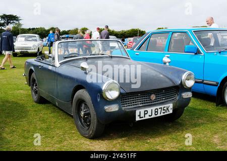 Blau, 1972, 1275 ccm MG Midget Cabrio - John Gollop Stockfoto