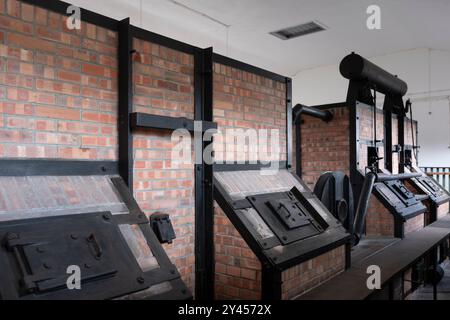 Verbrennungsanlage der Firma Topf und Söhne in den Krematorien des Konzentrationslagers Buchenwald, um in kurzer Zeit eine große Anzahl von Leichen zu verbrennen Stockfoto