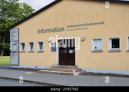 Besucherinformationszentrum des Konzentrationslagers Buchenwald bei Weimar, Thüringen, Deutschland Stockfoto