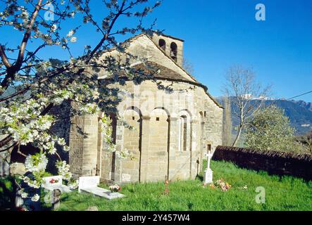 Kirche Santa Eulalia. Oros Bajo, Provinz Huesca, Aragon, Spanien. Stockfoto