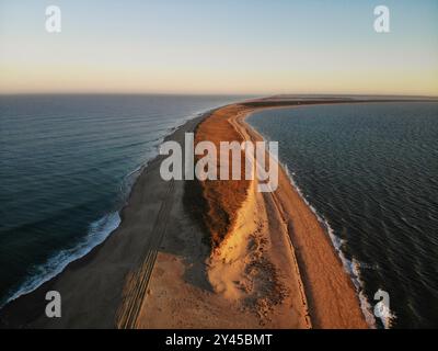 Great Point Light Sunset, berühmte Touristenattraktion und Wahrzeichen von Nantucket Island, Massachusetts, Cape Code, USA Stockfoto