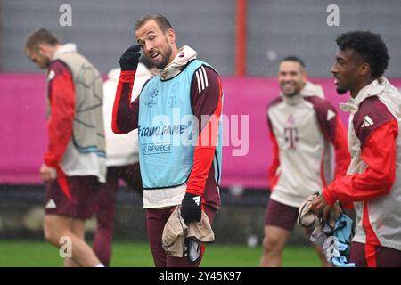 München, Deutschland. September 2024. Harry KANE (FC Bayern München), skeptisch, Geste, Action, Abschlusstraining, Training am 16. September 2024 Fußball Champions League, FC Bayern München - GNK Dinamo Zagreb? Quelle: dpa/Alamy Live News Stockfoto