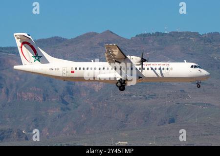 ATR 72 Flugzeug der Royal Air Maroc Express Airline am Flughafen Gran Canaria. Stockfoto