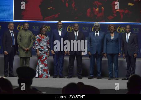 Gedenkfeier zum 60. Jahrestag der Afrikanischen Entwicklungsbank AfDB in Elfenbeinküste Alassane Ouattara der ivorische Präsident C-R und Akinwumi Adesina Präsident der Afrikanischen Entwicklungsbank AfDB C-L während der Gedenkfeier zum 60. Jahrestag der Afrikanischen Entwicklungsbank AfDB im Hotel Ivoire, Abidjan, Elfenbeinküste am 10. September 2024. Abidjan Elfenbeinküste Copyright: XMatrixxImagesx/xCelestexDiomx Stockfoto