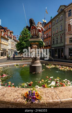 Bad Langensalza der Rathausbrunnen in der Altstadt von Bad Langensalza. Bad Langensalza Thüringen Deutschland *** Bad Langensalza der Rathausbrunnen in der Altstadt von Bad Langensalza Bad Langensalza Thüringen Deutschland Stockfoto