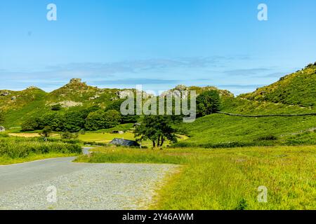 Ein fantastischer Spaziergang durch das Valley of Rocks zur kleinen Hafenstadt Lynmouth in der Grafschaft Devon - Großbritannien Stockfoto