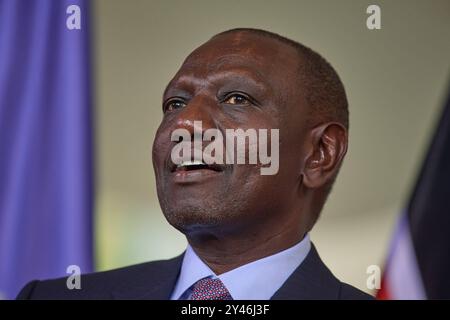 Bundeskanzler Olaf Scholz SPD empfaengt am Freitag 13.09.2024 den Praesidenten der Republik Kenia, William Samoei Ruto Foto, im Bundeskanzleramt in Berlin. Am Nachmittag unterzeichneten Bundesinnenministerin Nancy Faeser SPD und der kenianische Aussenminister Musalia Mudavadi die Vereinbarung zum Migrationsabkommen. Mit dem Migrationsabkommen verfolgt die Bundesregierung das Ziel, mit anderen Staaten sowohl bei der Fachkraefteeinwanderung als auch bei der Rueckfuehrung von Menschen ohne BLEIBERECHT besser zusammenzuarbeiten. Das Thema Abschiebungen spielt gegenueber Kenia keine große Rolle. I Stockfoto