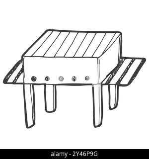 Brazier, gegrilltes Fleisch, Doodle-Stil, handgezeichnete Zeichnung Stock Vektor