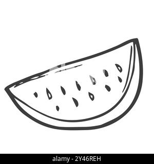 Schnitt und ganze Wassermelonenumrandung. Ausmalseite. Vektordarstellung isoliert Stock Vektor