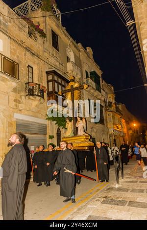 Cospicua, Malta - 13. September 2024. Die Statue des Heiligen Kreuzes bei der Prozession des Heiligen Kreuzes Stockfoto