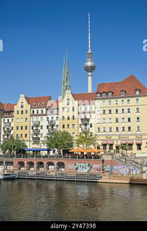 Spree, Nikolaiviertel, Mitte, Berlin, Deutschland *** Spree, Nikolaiviertel, Mitte, Berlin, Deutschland Stockfoto