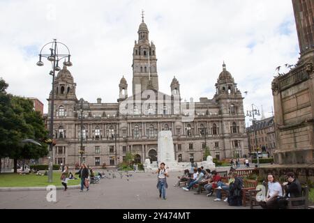 Blick auf den George Square im Stadtzentrum von Glasgow, Schottland im Vereinigten Königreich Stockfoto