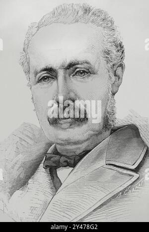 Charles George Gordon (1833-1885). Britischer General, so genannter Gordon Pascha und Gordon von Khartum. Hochformat. Zeichnung von Badillo. Stich von Arturo Carretero (1852-1903). La Ilustración Española y Americana (die spanische und amerikanische Illustration), 15. Februar 1884. Stockfoto