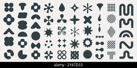 Zeitgenössische geometrische Figuren. Abstrakte minimalistische Formen und Linien, moderne minimalistische geometrische Elemente aus Perspektive. Vektorsatz. Stock Vektor