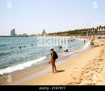 Somorrostro Beach, Platja del Somorrostro, Barcelona, Spanien, Europa. Stockfoto