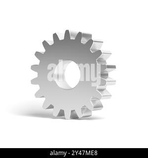 Metallzahnrad isoliert auf weißem Hintergrund. Zahnrad. 3D-Abbildung. Stockfoto