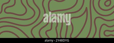 Ein grün-braun gemusterter topografischer Hintergrund. Vektorabbildung Stock Vektor