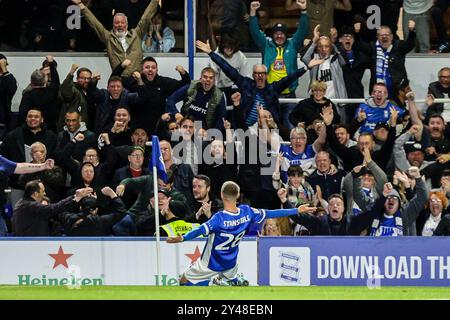 Birmingham, Großbritannien. September 2024. Birmingham, England, 16. September 2024: Jay Stansfield (28 Birmingham City) feiert den Equalizer während des Sky Bet League One Fußballspiels zwischen Birmingham City und Wrexham in St Andrews in Birmingham, England (Natalie Mincher/SPP) Credit: SPP Sport Press Photo. /Alamy Live News Stockfoto