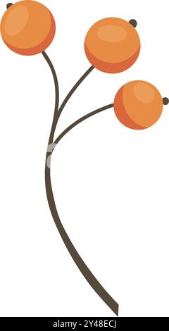 Branche mit Orangenbeeren und Blättern verschiedener Formen. Set von Vektorillustrationen für das Erntefest für Poster, Banner, Karten Stock Vektor