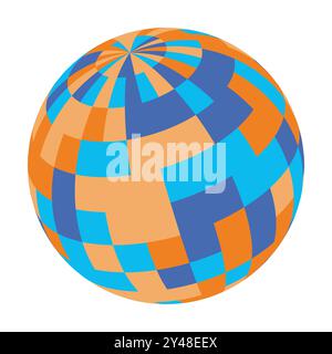 Ein lebendiger Globus mit einem Mosaik aus blauen, orangen und gelben Mustern. Dieses moderne Design betont eine dynamische und farbenfrohe Darstellung der Erde. Stock Vektor