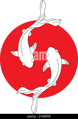 Illustration eines Yin Yang Koi Fischen Stock Vektor