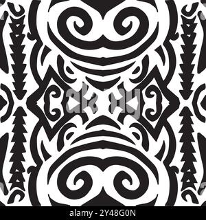 Tribal polynesian geometrisches Tattoo abstraktes nahtloses Hintergrunddesign. Vektor-samoanische Muster Tattoo Tribal Tapetendruck Stock Vektor