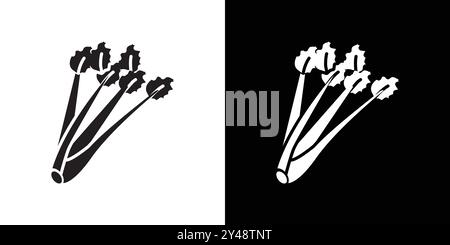 Sellerie-Ikone Schwarze Linie Art Vektor in schwarz-weiß Umrisse Set Sammlung Zeichen Stock Vektor