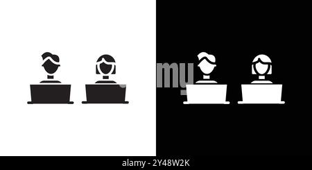 Coworking-Symbol Schwarzer Linie Kunstvektor in schwarz-weiß Umrisse Set Sammlungsschild Stock Vektor