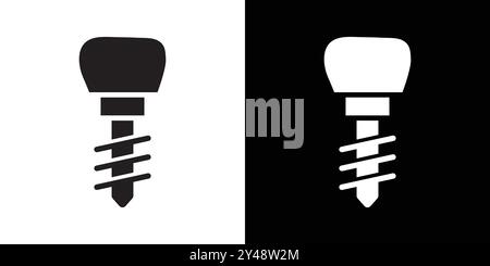 Dentalimplantate Icon Schwarzer Linie Art Vektor in schwarz-weiß Umrissset Sammlung Zeichen Stock Vektor