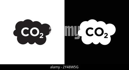 co2-Gas Kohlendioxid Symbol Schwarzer Linie Kunstvektor in schwarz-weiß Umrandung Set Sammlungsschild Stock Vektor