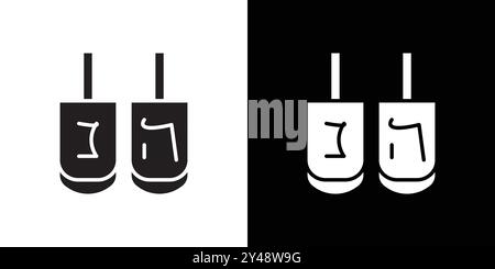 Dreidel Icon Black Line Art Vektor in schwarz-weiß Umrisse Set Collection Schild Stock Vektor
