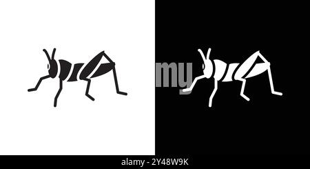Grashüpfer-Symbol Schwarze Linie Art Vektor in schwarz-weiß Umrisse Set Sammlung Zeichen Stock Vektor
