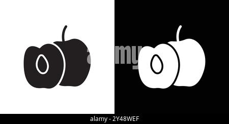 Jujube Icon Black Line Art Vektor in schwarz-weiß Umriss Set Collection Schild Stock Vektor