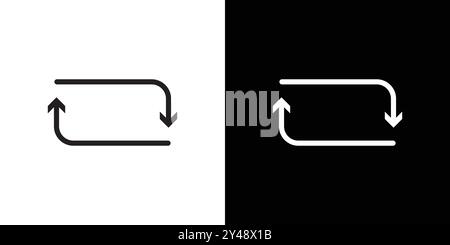 Wiederholen Sie das Symbol Pfeil erneut laden Schwarzer Linie Kunstvektor in Schwarzweiß Umriss Set Collection Sign Stock Vektor