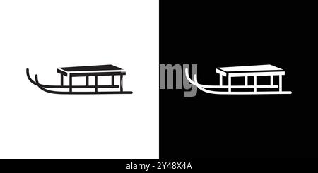 Schlittensymbol Vektorlinie Logomarke oder Symbolsatz Modellstil der Kollektion Stock Vektor