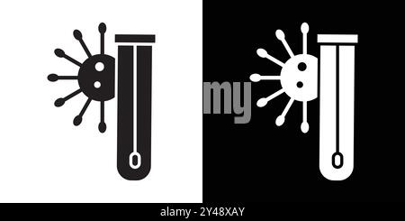 PCR-Test-Symbol Schwarzer Strichvektor in schwarz-weißer Umrandung Set Collection Sign Stock Vektor