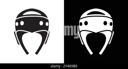 Taekwondo Helm Icon Schwarzer Linie Kunstvektor in schwarz-weiß Umriss Set Sammlung Zeichen Stock Vektor