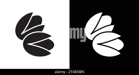 Pistazien-Ikone Schwarze Linie Kunstvektor in schwarz-weiß Umrisse Set Sammlung Zeichen Stock Vektor