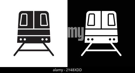 U-Bahn-Symbol Schwarzer Linie Kunstvektor in schwarz-weiß Umrisse Set Collection Schild Stock Vektor