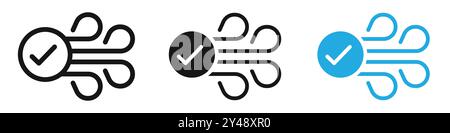 Clean Air Symbol Vektorlinie Logo-Zeichen oder Symbol Set Kollektion Umrissstil Stock Vektor