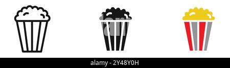 Popcorn Symbol Vektorlinie Logo-Zeichen oder Symbol Set Kollektion Outline Style Stock Vektor