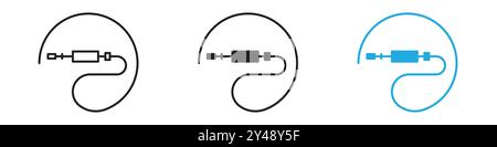 Audiokabel Symbol Vektorlinie Logomarke oder Symbolsatz Umrissstil der Sammlung Stock Vektor