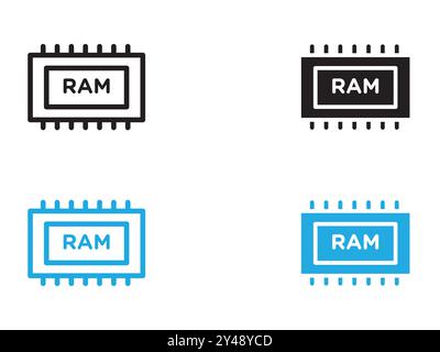 RAM-Speicher-Symbol Vektorlinie Logo-Marke oder Symbolsatz Sammlung Umrissstil Stock Vektor
