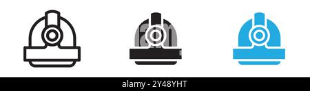 Taschenlampenhelm Symbol Vektorlinie Logo-Zeichen oder Symbol Set Kollektion Outline Style Stock Vektor
