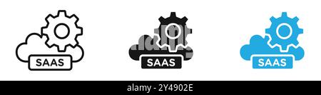 Modellstil der SaaS-Icon-Vektorlinie Logomarke oder Symbolsatz-Sammlung Stock Vektor